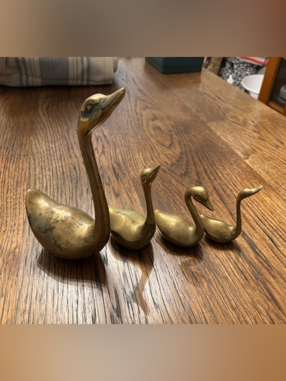 Vintage Solid Brass Swan Duck Family Set Mid Century Hollywood Regency Decor - Picture 2 of 16